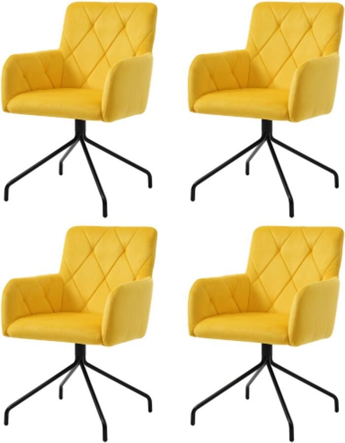 Gotagee Eetkamerstoelenset vrijetijdsstoel fauteuil woonkamerstoel met ruitpatroon gele loungestoel stoel