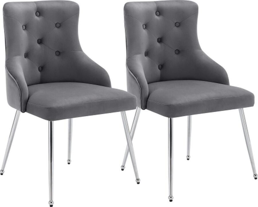 Gotagee Eetkamerstoelset van 2 Gestoffeerde fauteuil Lounge stoel Grijs Woonkamer stoel Slaapkamer stoel