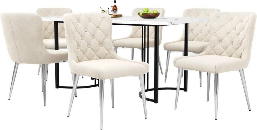 Gotagee Eettafel en eetstoelen set (5-delig) 140x80 cm eettafel met 4 eetstoelen Moderne keuken en woonkamer tafel en stoelen set