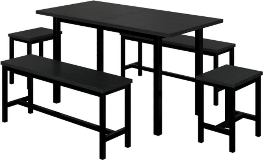 Gotagee Eettafelset (met eettafel 4 stoelen) opklapbare eettafel 160 120 x 80 x 75 cm biedt plaats aan 6 personen uitschuifbare eettafel multifunctionele uitschuifbare eettafel eetkamerstoelen zwart