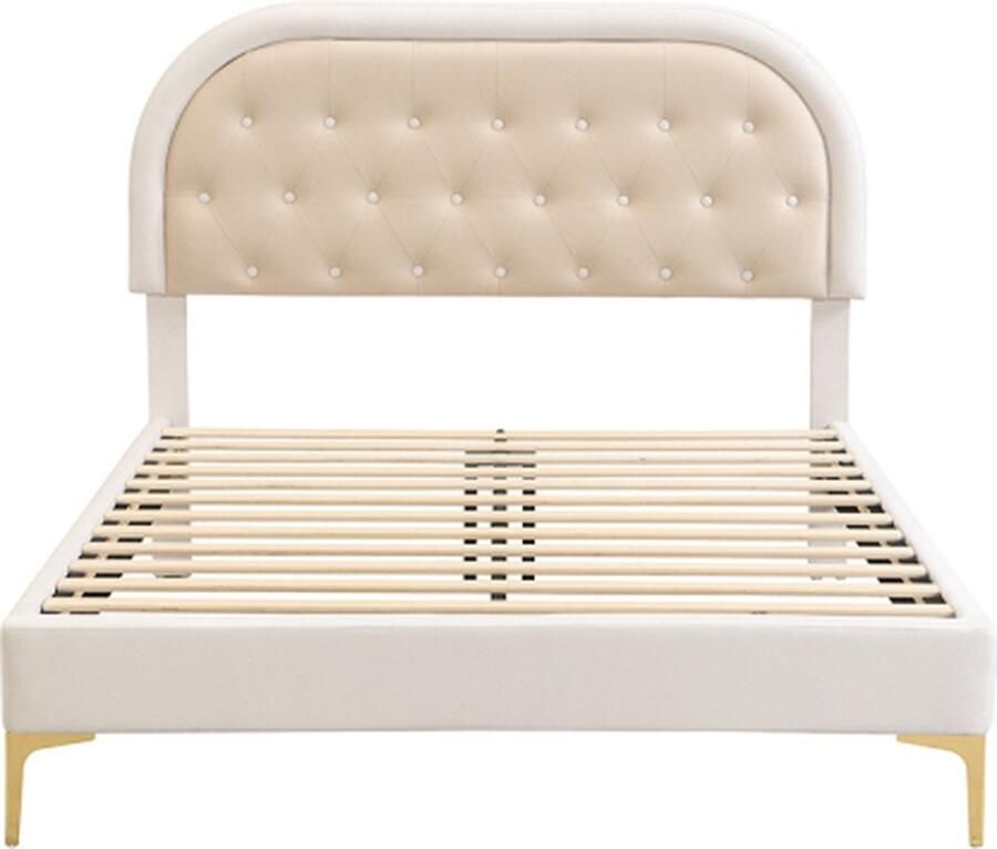 Gotagee Gestoffeerd bed 140x200cm bed met lattenbodem (zonder matras) bed met metalen poten gebogen hoofdeinde fluweel