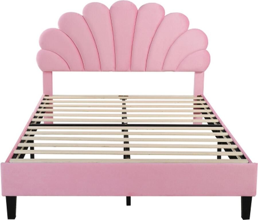 Gotagee Gestoffeerd bed 140x200cm Jeugdbed (zonder matras) Roze Fluweel