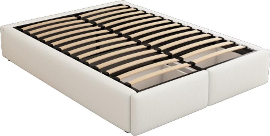 Gotagee Gestoffeerd bed 140x200cm platformbed gestoffeerd bed zonder hoofdbord met hydraulische opbergruimte en 2 lades wit