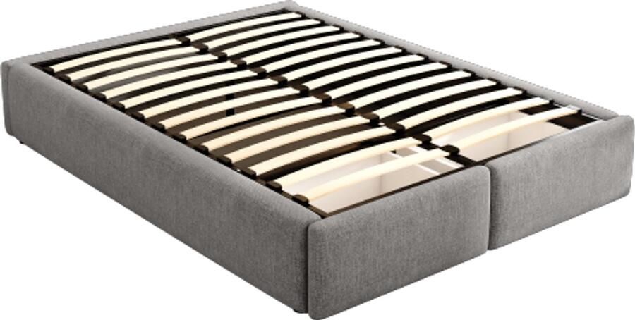 Gotagee Gestoffeerd bed 140x200cm platformbed gestoffeerd bed zonder hoofdbord met hydraulische opbergruimte en 2 lades grijs