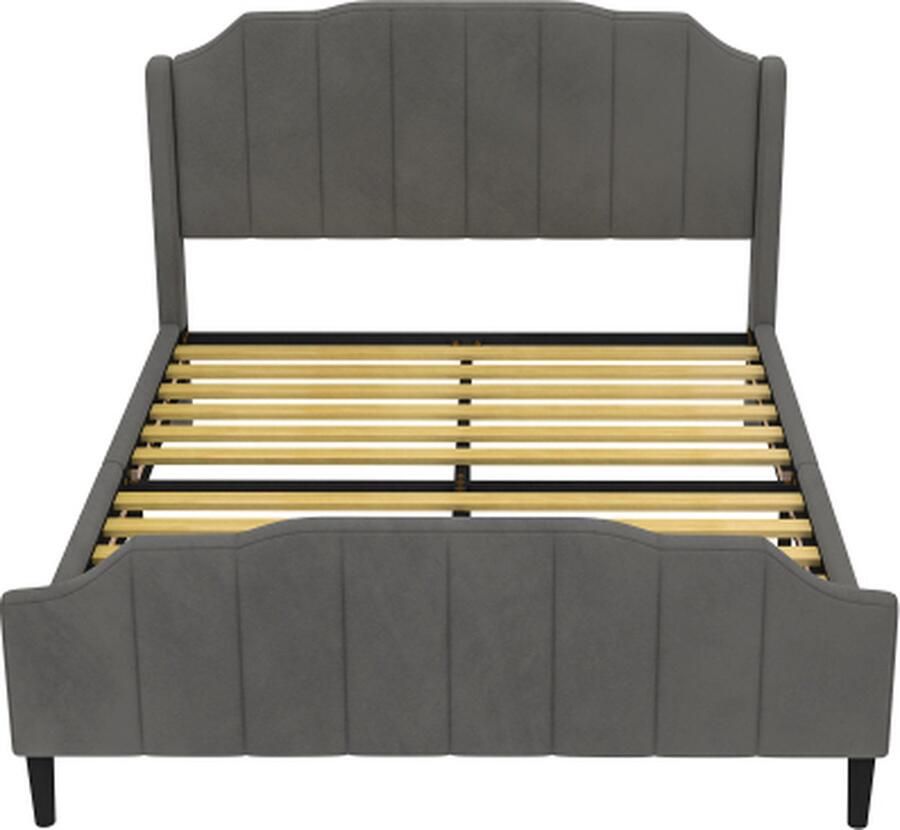 Gotagee Gestoffeerd bed 140x200cm Tweepersoonsbed (Zonder matras) Jeugdbed Grijs Fluweel