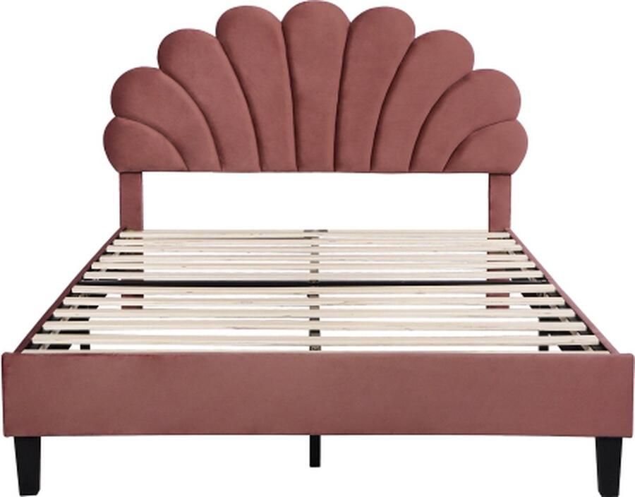 Gotagee Gestoffeerd bed 140x200cm Tweepersoonsbed (Zonder matras) Jeugdbed Rood Fluweel