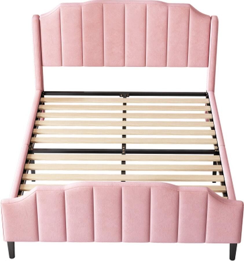 Gotagee Gestoffeerd bed 140x200cm Tweepersoonsbed (Zonder matras) Jeugdbed Roze Fluweel