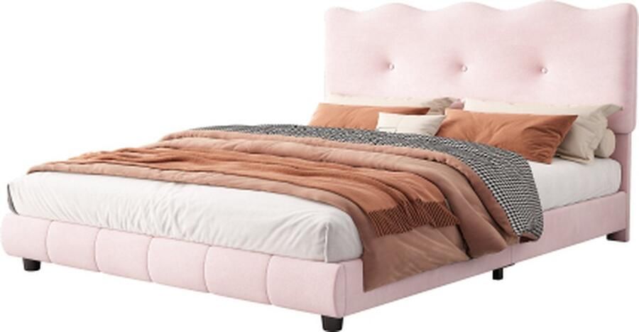 Gotagee Gestoffeerd bed 140x200cm tweepersoonsbed (zonder matras) jeugdbed thuisbed verstelbaar hoofdbord met lattenbodem fluweel