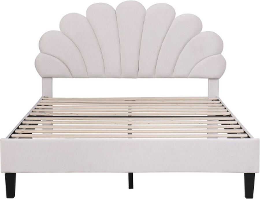 Gotagee Gestoffeerd bed 140x200cm Tweepersoonsbed (Zonder matras) Jeugdbed Wit Fluweel