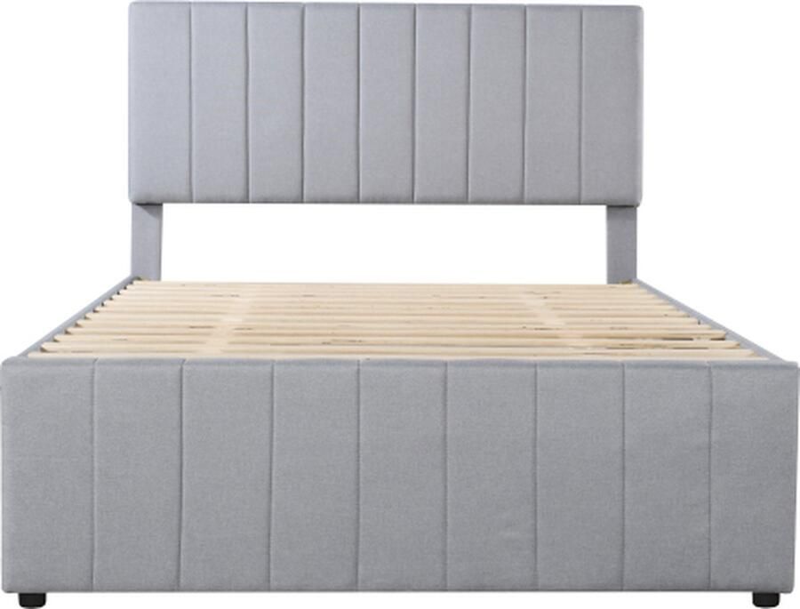 Gotagee Gestoffeerd bed 140x200cm (zonder matras) Tweepersoonsbed Met uitschuifbaar bed en lades Grijs