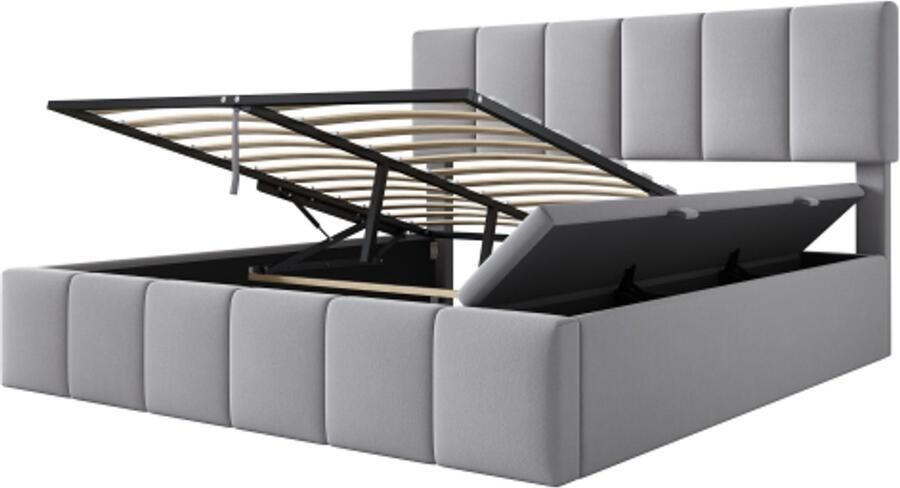 Gotagee Gestoffeerd bed 160x200cm tweepersoonsbed hydraulisch bed met opbergruimte opbergbed met bedstee extra grote opbergruimte lattenbodem fluweel grijs