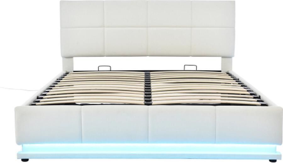 Gotagee Gestoffeerd bed 160x200cm Tweepersoonsbed Zonder matras Met LED Wit