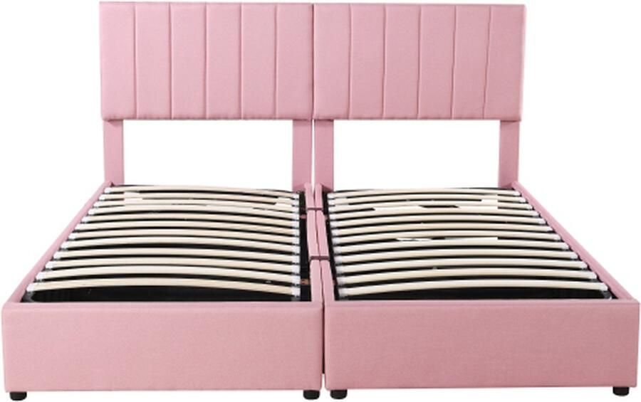 Zonder merk Gotagee Gestoffeerd bed 180x200cm Tweepersoonsbed (zonder matras) Hydraulisch opbergbed Roze