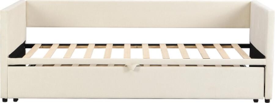 Gotagee Gestoffeerd bed 90 180x200cm (zonder matras) Slaapbank Multifunctioneel bed Fluweel Beige