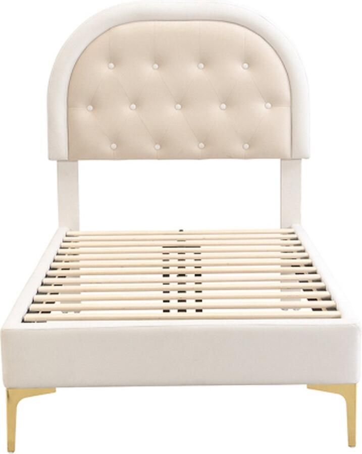 Gotagee Gestoffeerd bed 90x200cm bed met lattenbodem (zonder matras) bed met metalen poten gebogen hoofdeinde fluweel