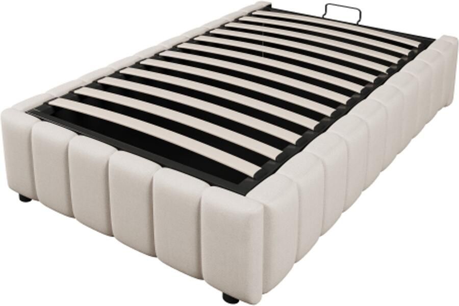 Gotagee Gestoffeerd bed 90x200cm hydraulische ondersteuning zonder hoofdbord zonder matras beige