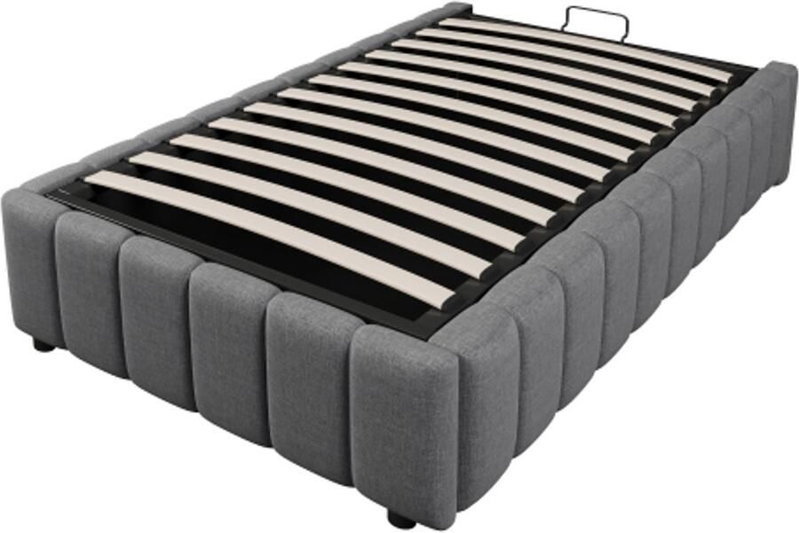 Gotagee Gestoffeerd bed 90x200cm hydraulische ondersteuning zonder hoofdbord zonder matras grijs