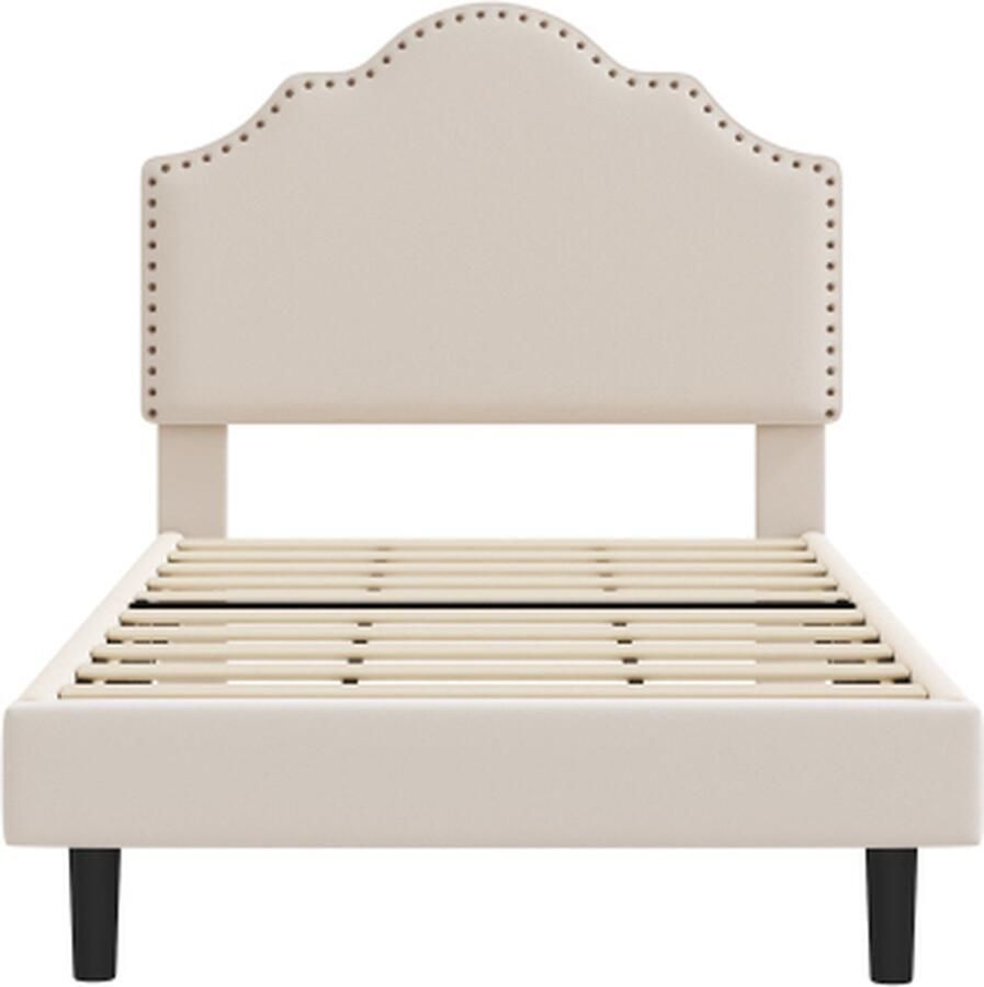 Gotagee Gestoffeerd bed 90x200cm kinderbed (zonder matras) jeugdbed eenpersoonsbed met ronde klinknageldecoratie met lattenbodem