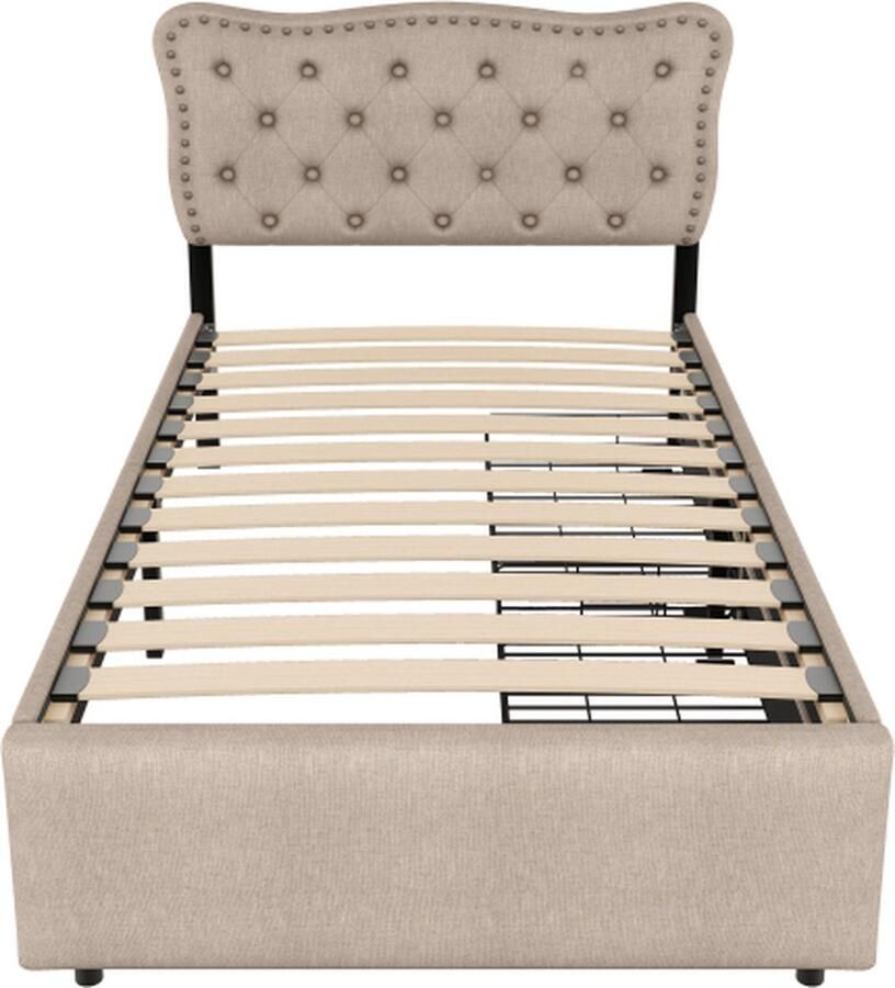 Gotagee Gestoffeerd bed 90x200cm Vlak bed (Zonder matras) Donkerbeige