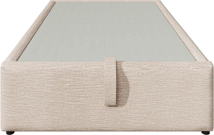 Gotagee Gestoffeerd bed eenpersoonsbed 90×200 cm gestoffeerd bedframe met USB-C en lattenbodem over het gehele oppervlak zonder hoofdbord Linnen zonder matras