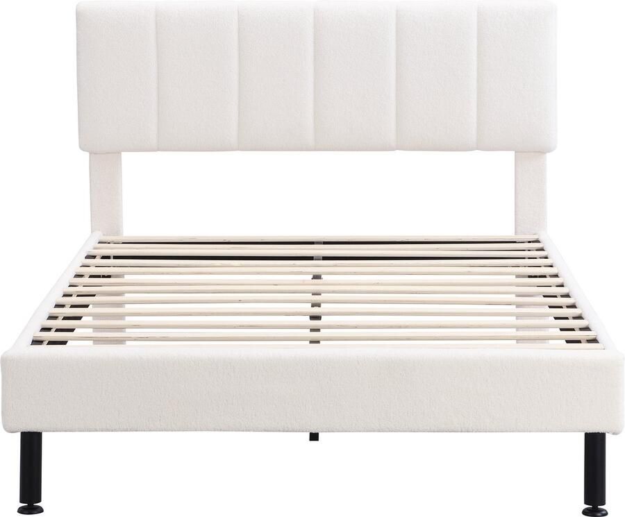 Gotagee Gestoffeerd bed Eenpersoonsbed IJzeren Poten Kinderbed Jeugdbed 140x190 Beige Laag Bed