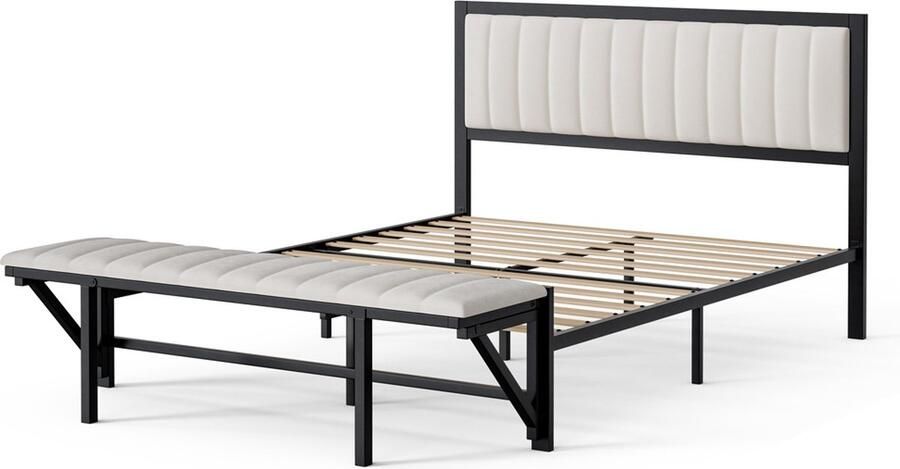 Gotagee Gestoffeerd bed Eenpersoonsbed Jeugdbed Volwassen bed Opvouwbaar voeteneinde Opbergruimte onder het bed zonder matras