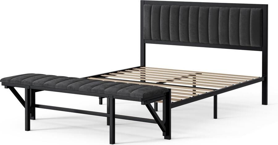 Gotagee Gestoffeerd bed Eenpersoonsbed Jeugdbed Volwassen bed Opvouwbaar voeteneinde Opbergruimte onder het bed zonder matras