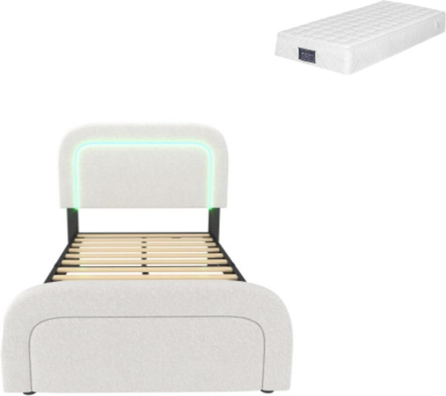 Gotagee Gestoffeerd bed eenpersoonsbed vlak bed jeugdbed kinderbed multifunctioneel bed Eenvoudig bed voor de slaapkamer Bed met matras