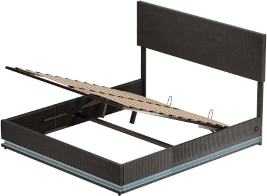 Gotagee Gestoffeerd bed fluwelen bedframe eenpersoonsbed tweepersoonsbed Met hydraulische opbergruimte USB LED bed zonder matras Eenvoudig bed voor de slaapkamer