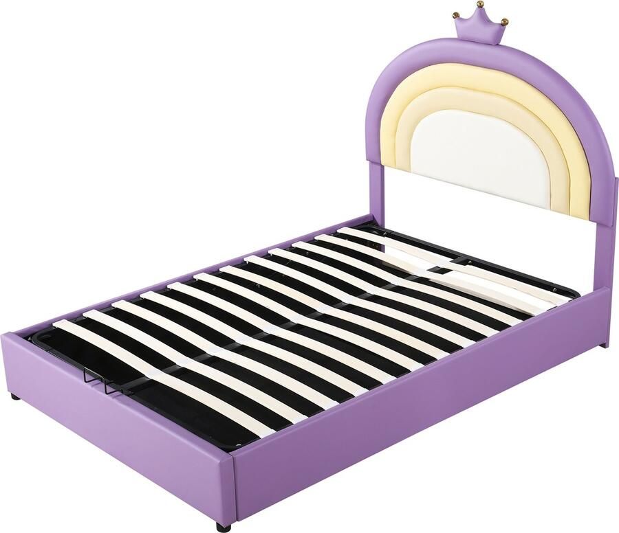 Gotagee Gestoffeerd bed jeugdbed 140x200cm opbergruimte functiebed tweepersoonsbed PU vlak bed Paars
