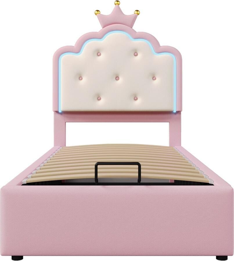 Gotagee Gestoffeerd bed Logeerbed Lattenbodem Jeugd bed Kinderbed Opbergbed Meisjesbed Multifunctioneel bed zonder matras Bed met opbergruimte Bed zonder matras 90x200cm