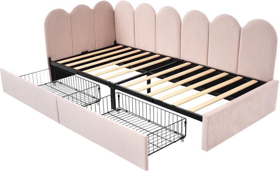 Gotagee Gestoffeerd bed Opbergbed Eenpersoonsbed Slaapbank Jeugdbed Laag bed Lattenbodem Bed met opbergruimte Bed zonder matras