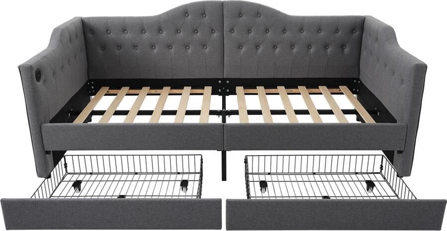 Gotagee Gestoffeerd bed slaapbank opbergbed laag bed dagbed met USB Bed met lades Bed met opbergruimte Bed zonder matras