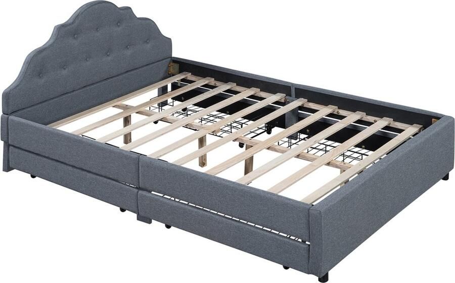 Gotagee Gestoffeerd bed tweepersoonsbed 140x200cm jeugdbed eenvoudig logeerbed met lades