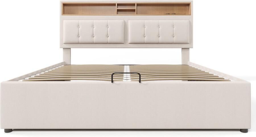 Gotagee Gestoffeerd bed tweepersoonsbed eenpersoonsbed jeugdbed multifunctioneel bed opbergruimte 140x200 cm met USB Bed met opbergruimte Met hydraulische opbergruimte Bed zonder matras