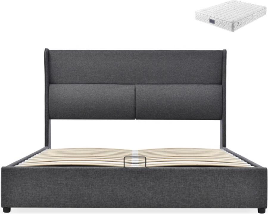 Gotagee Gestoffeerd bed Tweepersoonsbed Eenpersoonsbed Opbergbest Jeugdbed Laagbed Multifunctioneel bed 140x200cm Bed met opbergruimte Eenvoudig bed voor de slaapkamer Met hydraulische opbergruimte Bed met matras