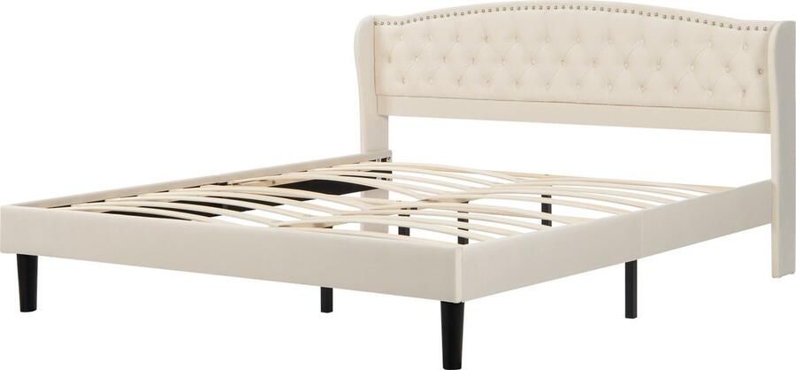 Gotagee Gestoffeerd bed tweepersoonsbed jeugdbed verstelbare rugleuning 140x200 cm vlak bed