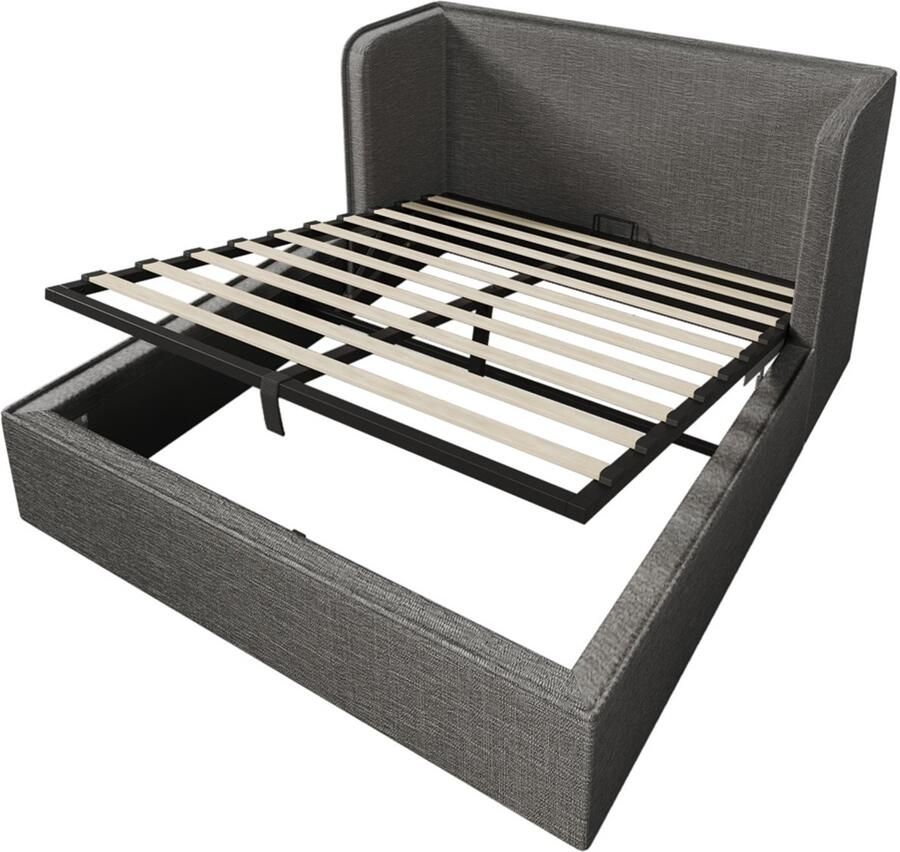 Gotagee Gestoffeerd bed tweepersoonsbed opbergbed multifunctioneel bed laag bed slaapkamerbed logeerbed bed voor volwassenen bed voor jongeren kinderbed Bed met opbergruimte Eenvoudig bed voor de slaapkamer 160x200cm Bed met matras