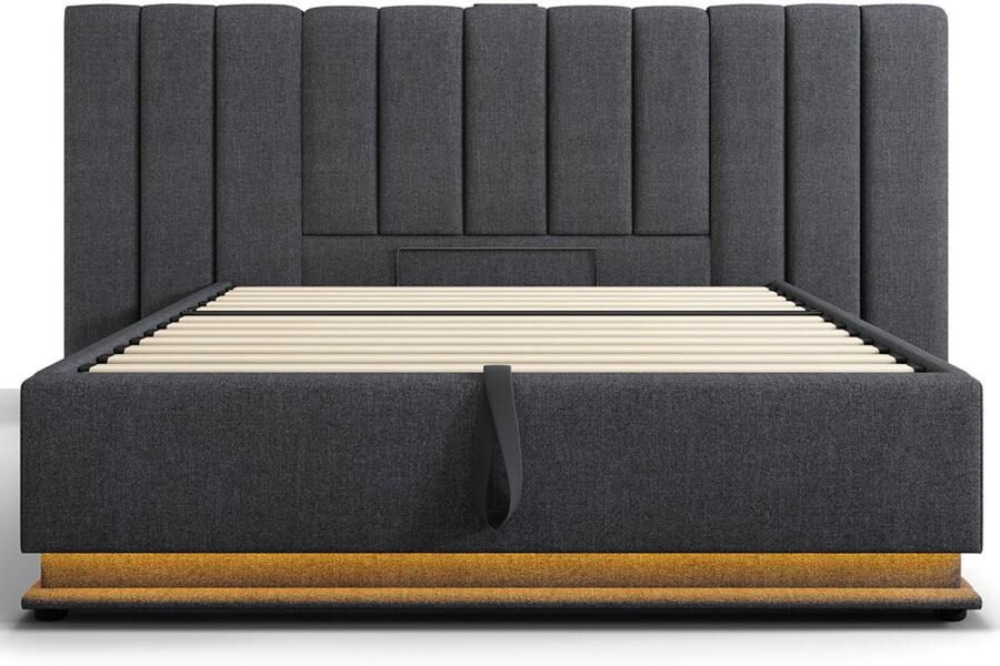 Gotagee Gestoffeerd bed tweepersoonsbed vlak bed opbergbed multifunctioneel bed slaapkamerbed logeerbed met LED-verlichting Bed met opbergruimte Bed zonder matras 180x200cm