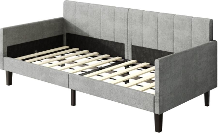 Gotagee Gestoffeerde bank 90x200 cm slaapbank eenpersoonsbed logeerbed zonder matras chenille grijs