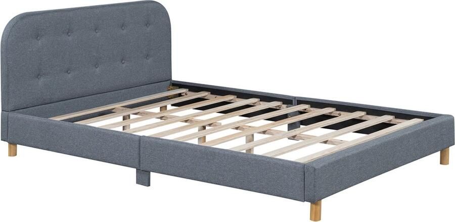 Gotagee Het gestoffeerde bed tweepersoonsbed 140x200 cm jeugdbed eenvoudig ontwerp logeerbed linnen bed