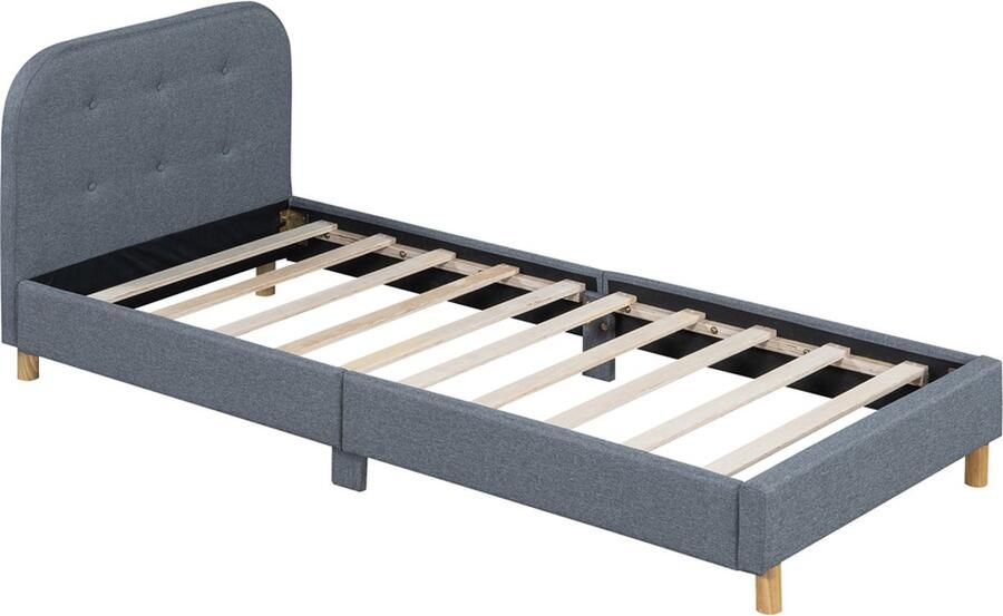 Gotagee Het gestoffeerde bed tweepersoonsbed 90x200 cm jeugdbed eenvoudig ontwerp logeerbed linnen bed