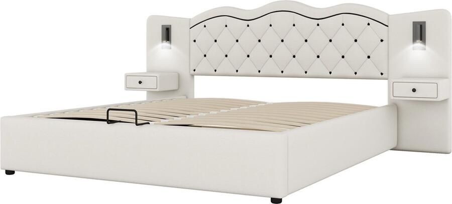 Gotagee Het gestoffeerde bed vlak bed modern jeugdbed tweepersoonsbed opbergbed 180 x 200 cm