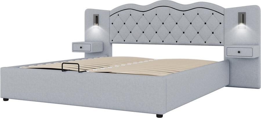 Gotagee Het gestoffeerde bed vlak bed modern jeugdbed tweepersoonsbed opbergbed 180 x 200 cm