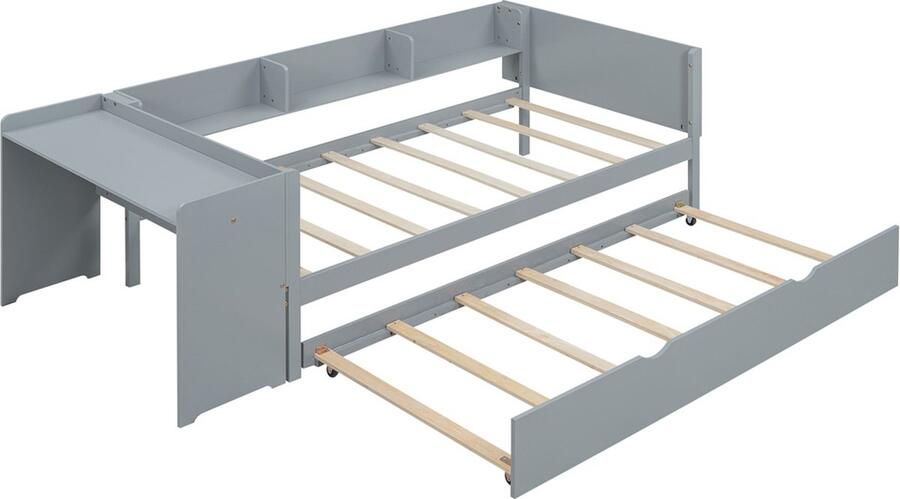 Gotagee Het kinderbed modern laagbed 90x200cm eenpersoonsbed met uittrekbed bureau