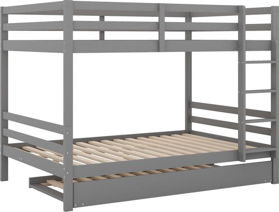 Gotagee Het kinderbed stapelbed uittrekbed 140x200 cm met hoge leuning en trap jeugdbed