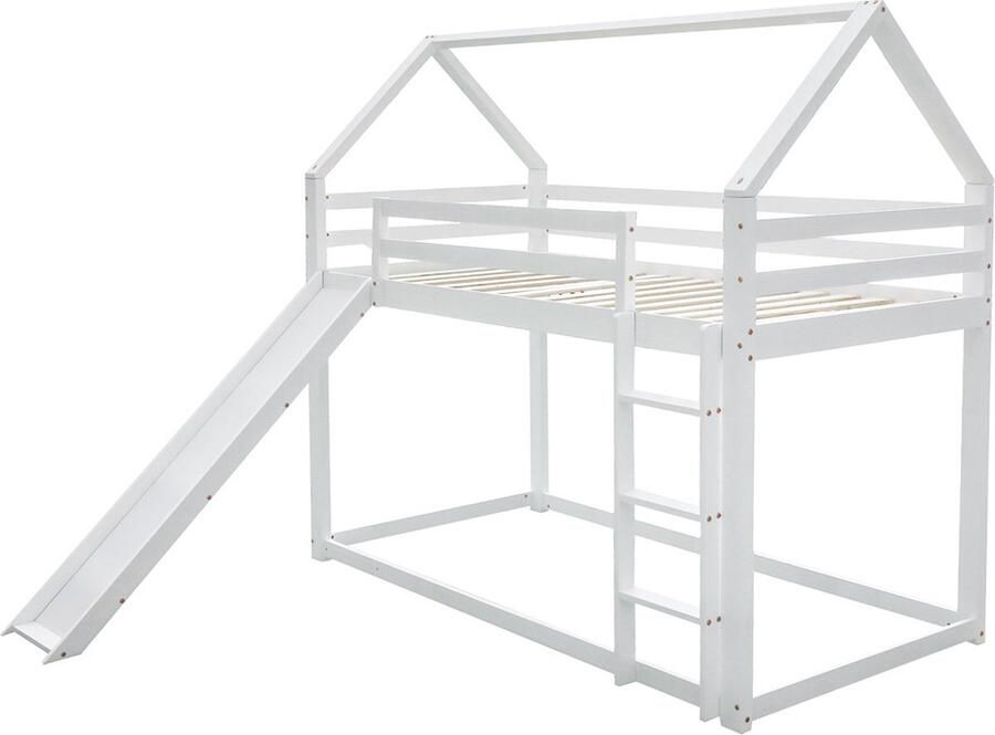 Het stapelbed 90x200cm voor de kinderkamer tweepersoonsbed kinderbed huisbed jeugdbed met glijbaan en ladder - Foto 2