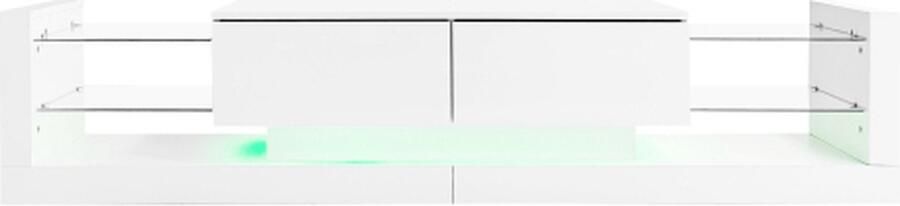 Gotagee Hochglans TV-Meubel met LED-Verlichting 181 cm – Geschikt voor TV's tot 80 inch Glasfront Twee Opklapbare Laden