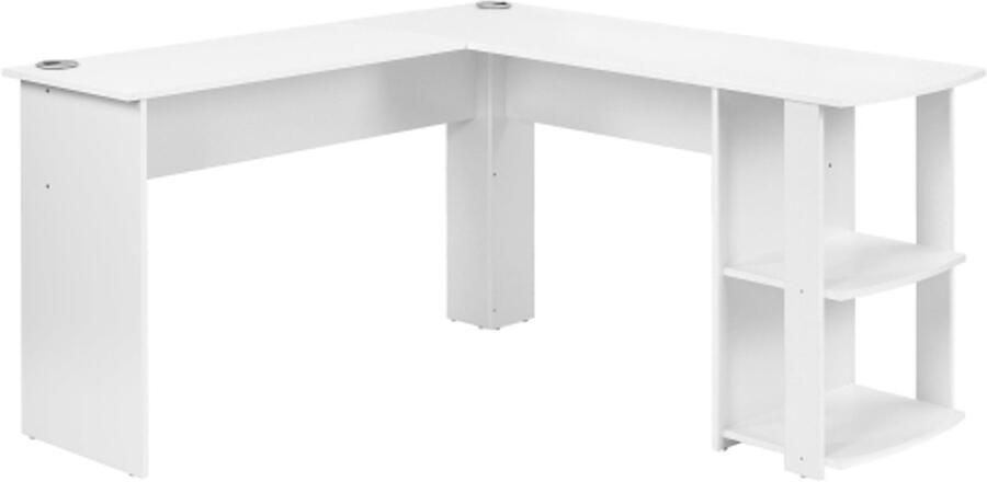 Gotagee Hoekbureau 140 cm computerbureau L-vormig hoekbureau met 2 legplanken H75 B140 L140 cm wit