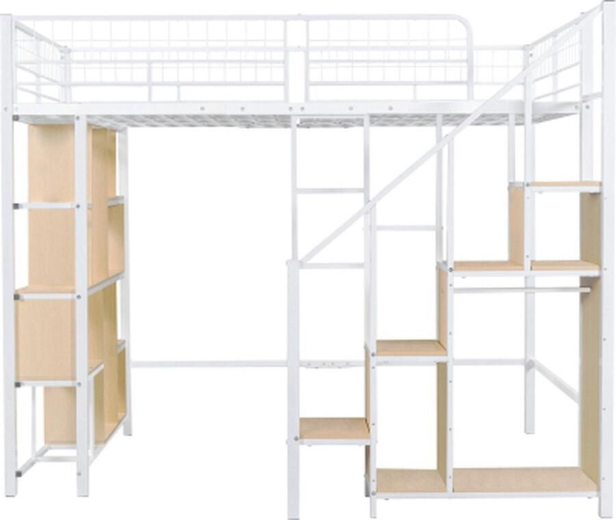 Gotagee Hoger Stapelbed 140x200 cm met Opbergruimte en Inbouwkast